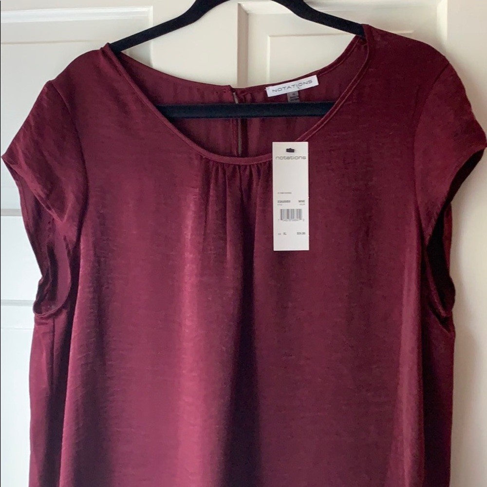 Wine blouse cap sleeve